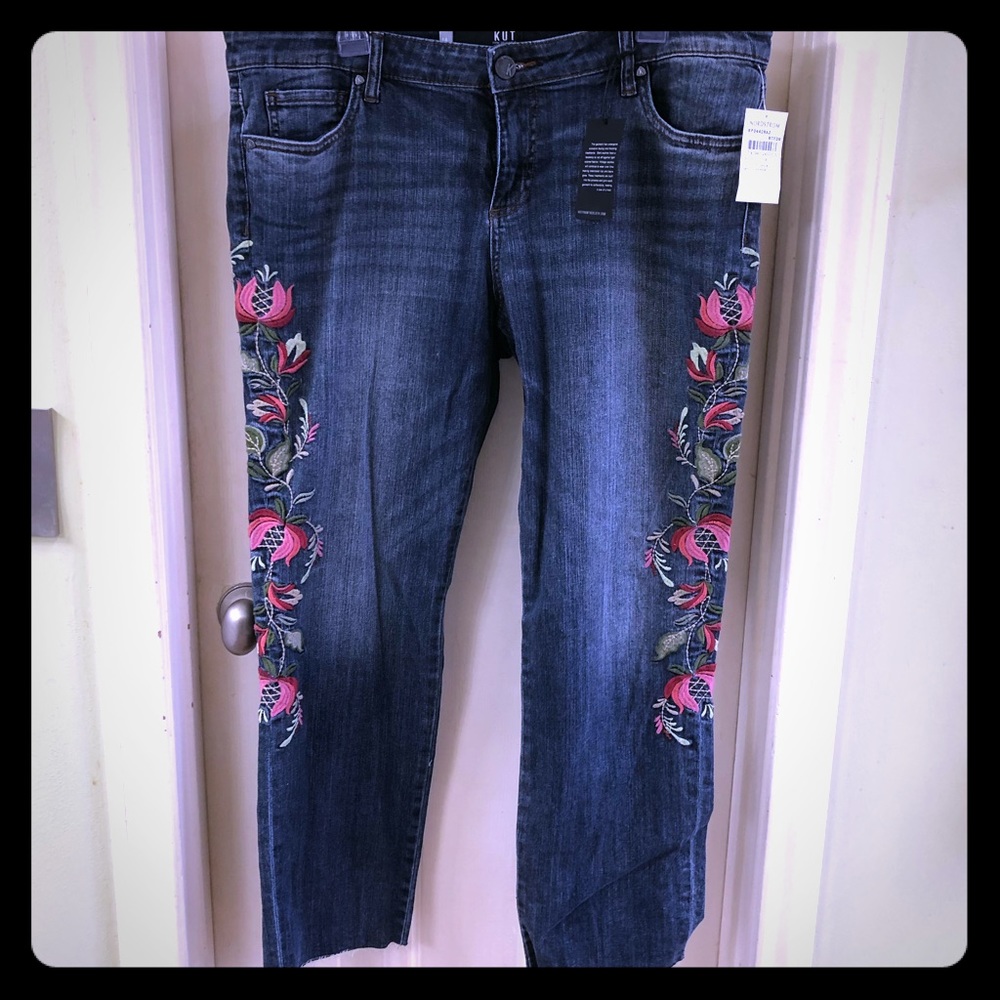 NWT, Size 14, Kut From The Kloth Embroidered Jeans